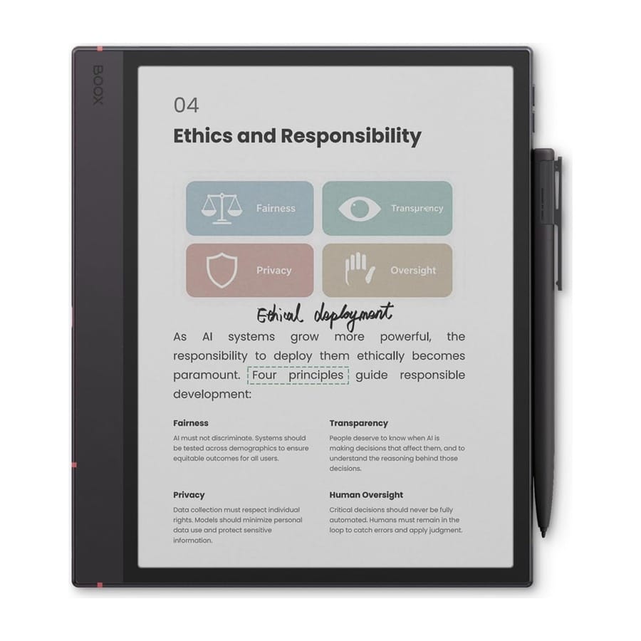 Boox Note Air6 C 10.3-inch colour e-ink tablet with a pen resting on its edge