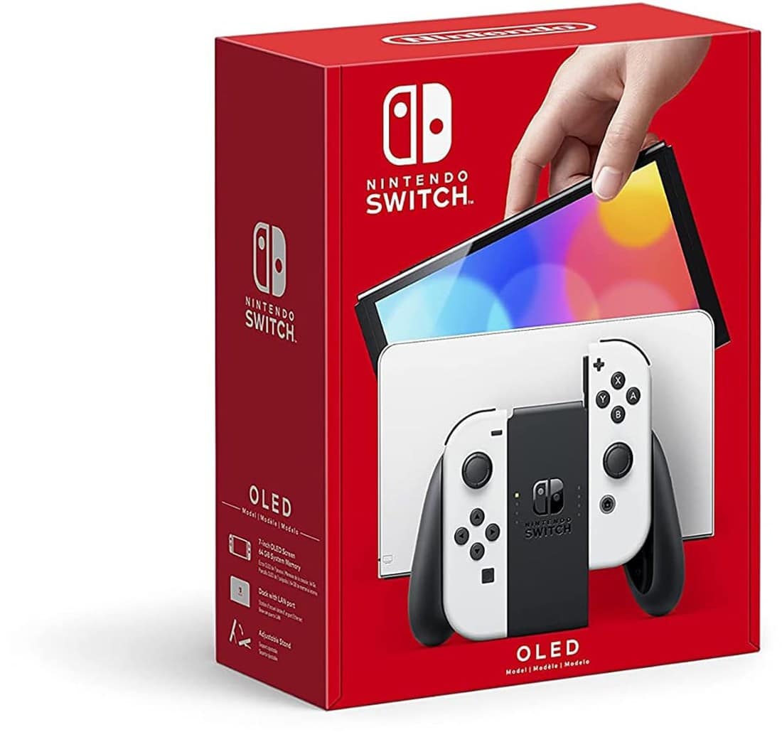 Nintendo Switch OLED Model retail box with white Joy-Con controllers