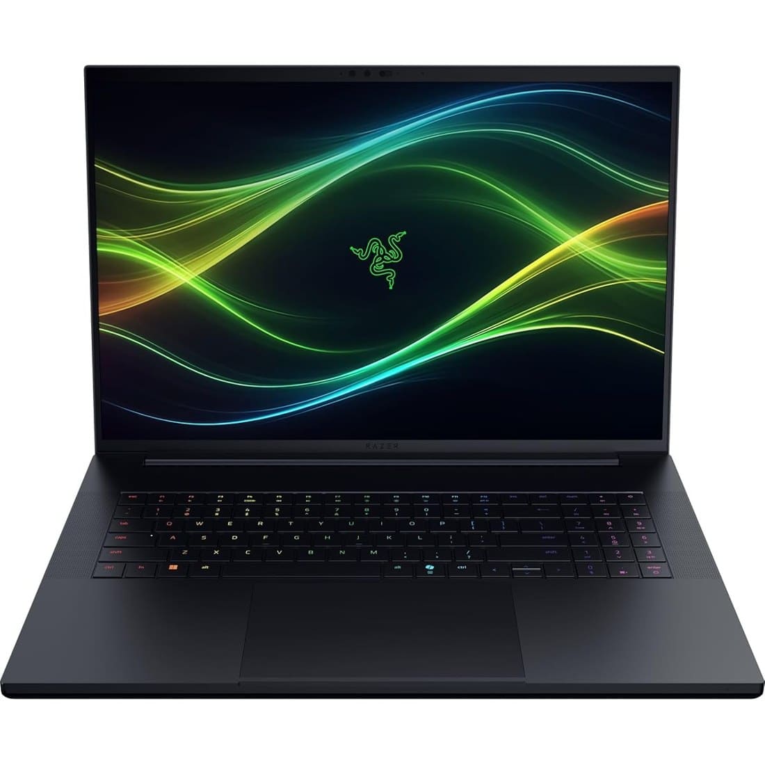 Razer Blade 18 gaming laptop open on a white background